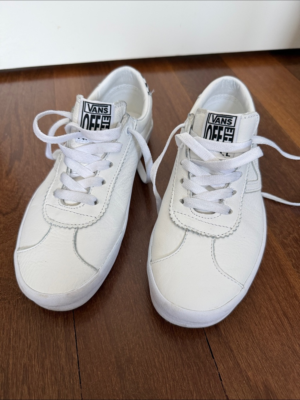Vans White Leather Low-Top Sneakers